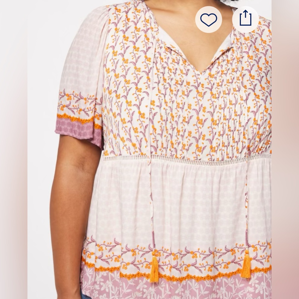 DANIEL RAINN Short Sleeve Border Print
Popover TopFloral Boho Blouse 3XL - Picture 3 of 11